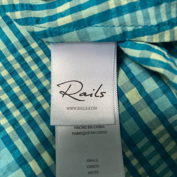 Rails Brenda Dress Augusta Mini Check Teal Yellow Size Small - Picture 10 of 12